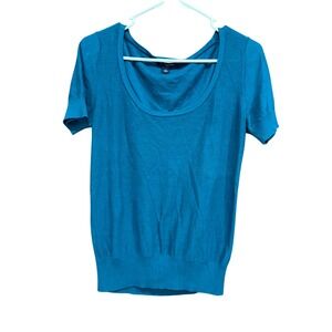 Banana Republic Knit Top Scoop Neck Short Sleeve Casual Blue‎ Size M